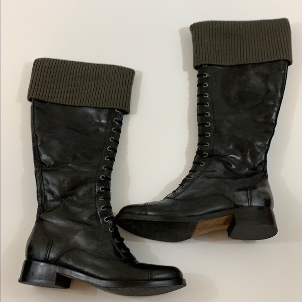 Cole Haan Air Whitley Knit Lace Up Leather Boots 9